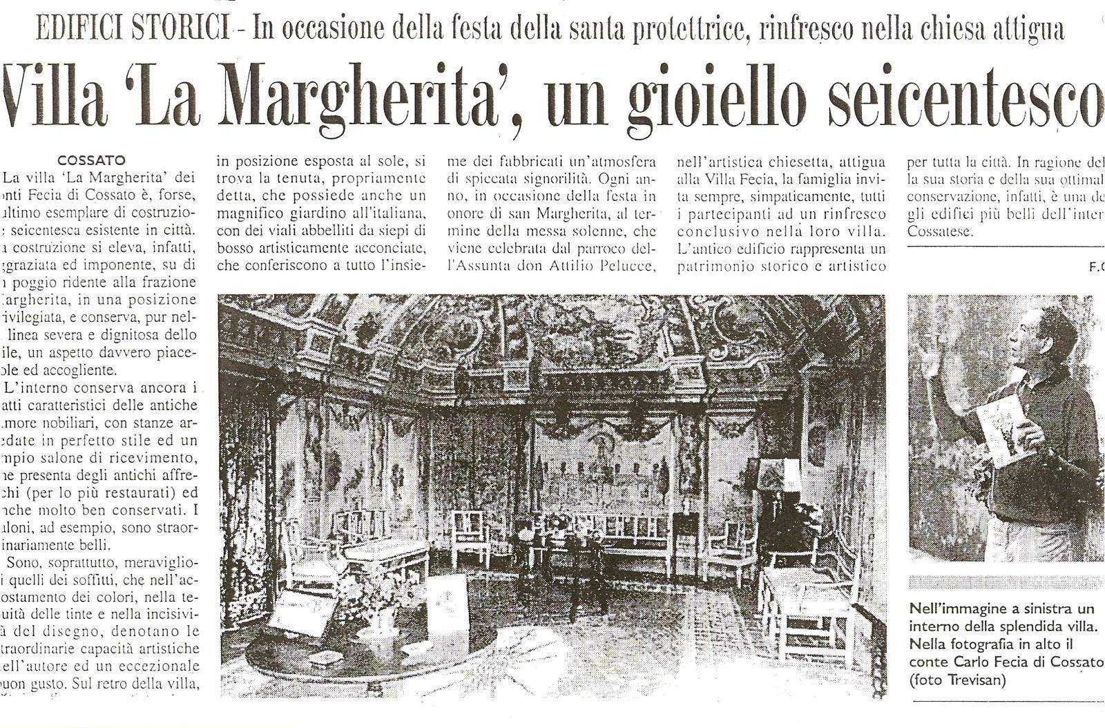 Articolo di giornale — Villa La Margherita, un gioiello seicentesco